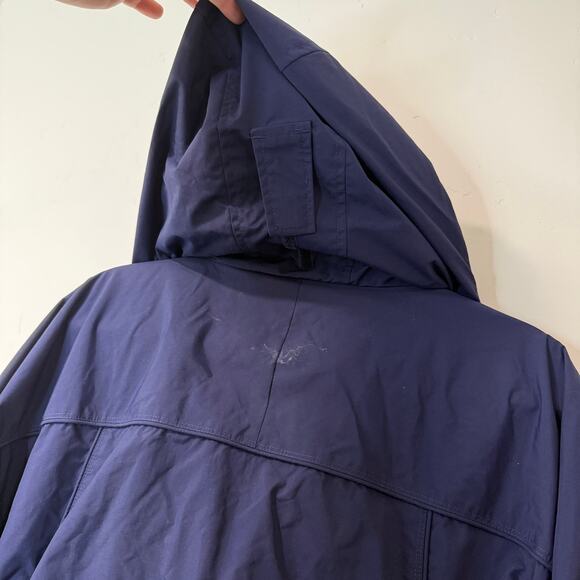 L.L.Bean Men's Storm Chaser Shell Jacket Raincoat Navy Blue Medium Hooded - Picture 3 of 6